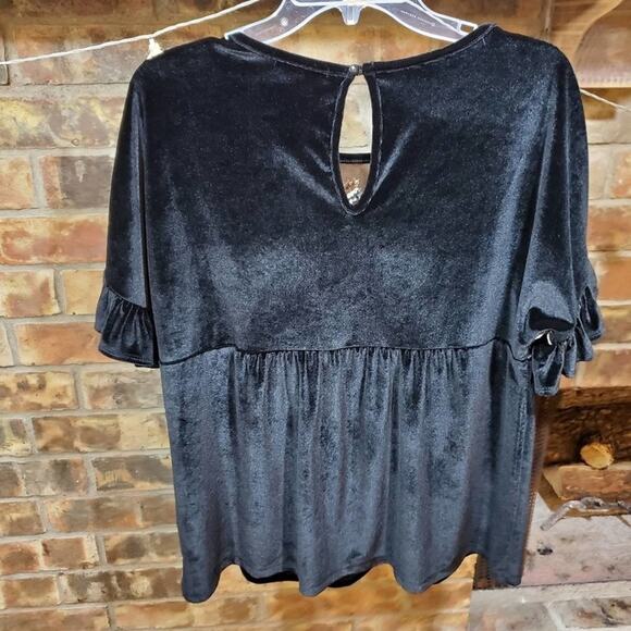 Pleione velvet and mesh embroidered blouse - Picture 5 of 8